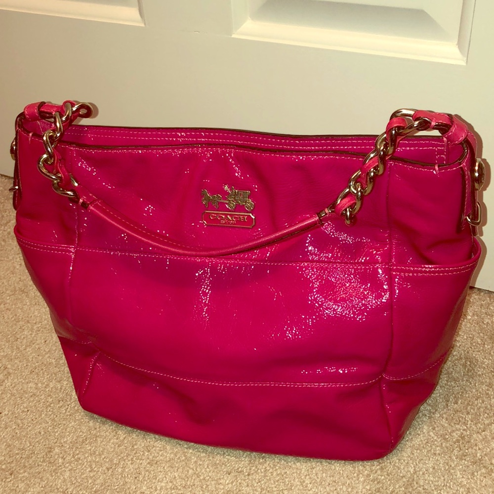 Dark pink leather Coach purse